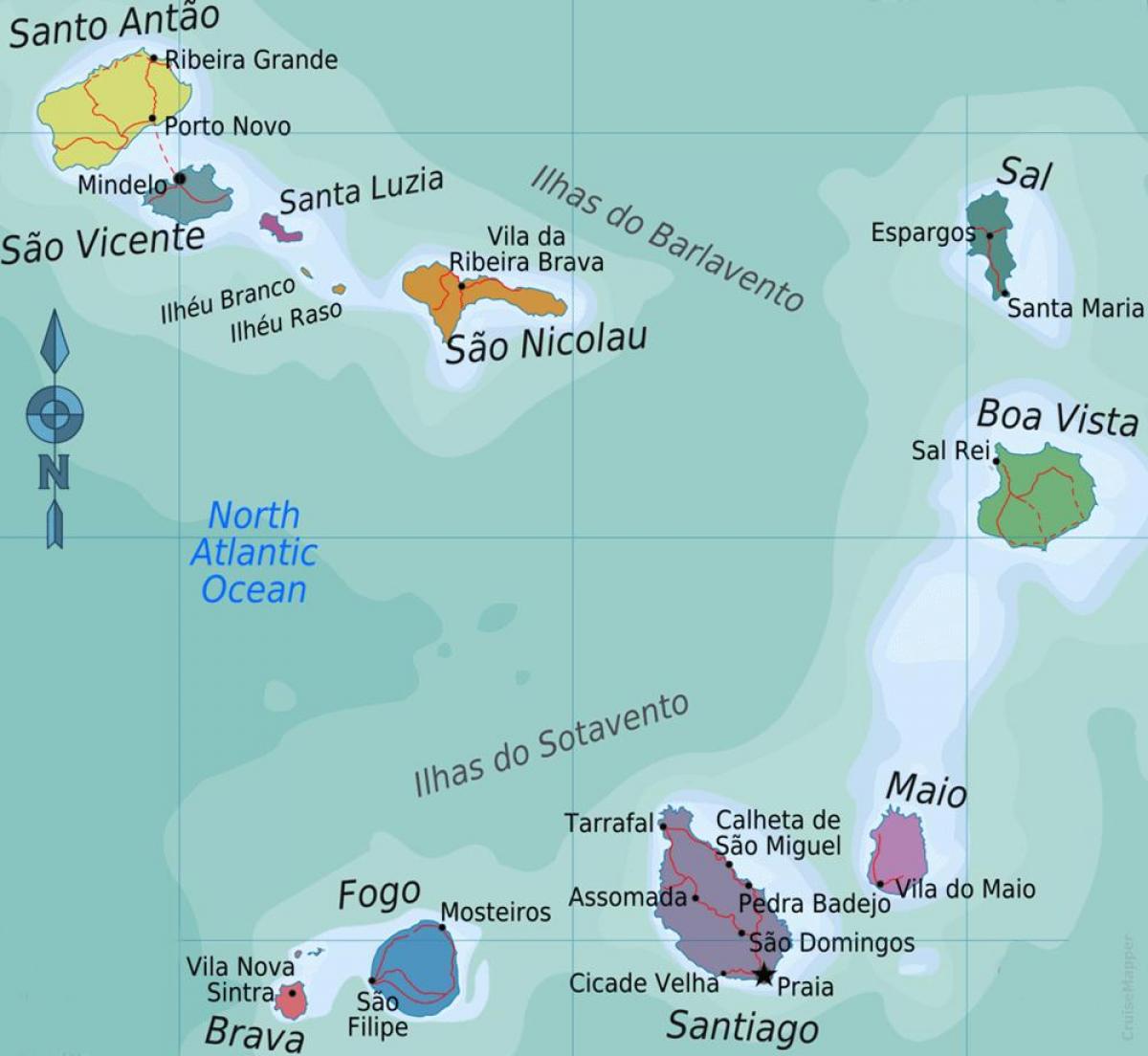 Cabo Verde uharteak mapa kokapena